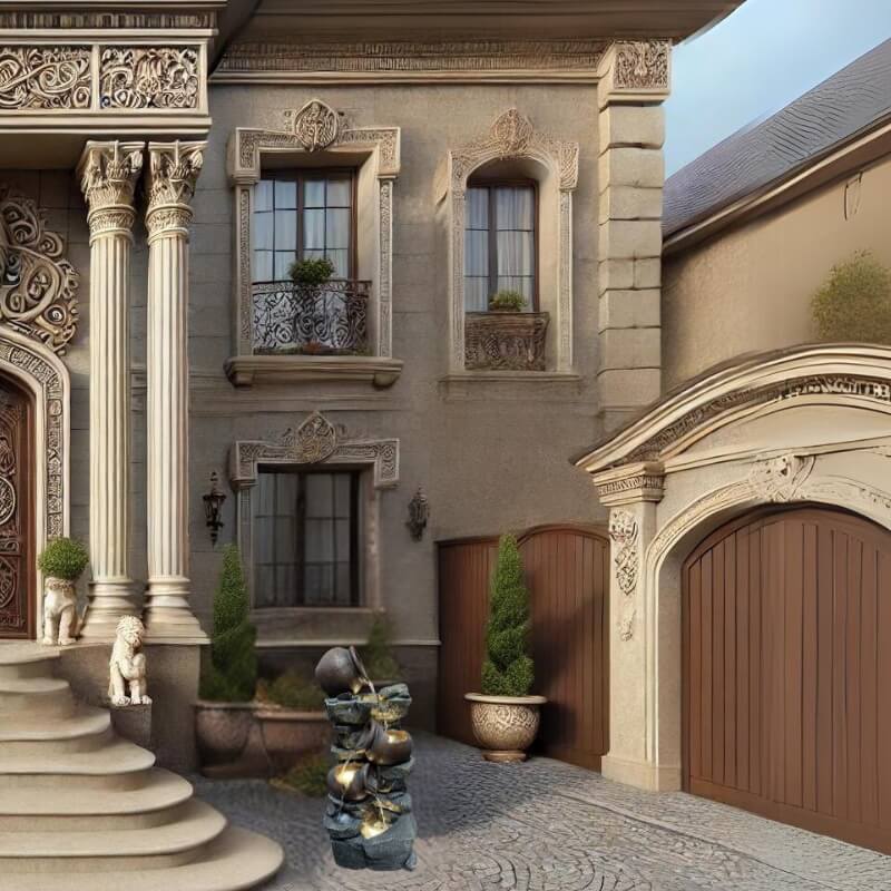 Dekorační fontána v kamenném a elegantním stylu
